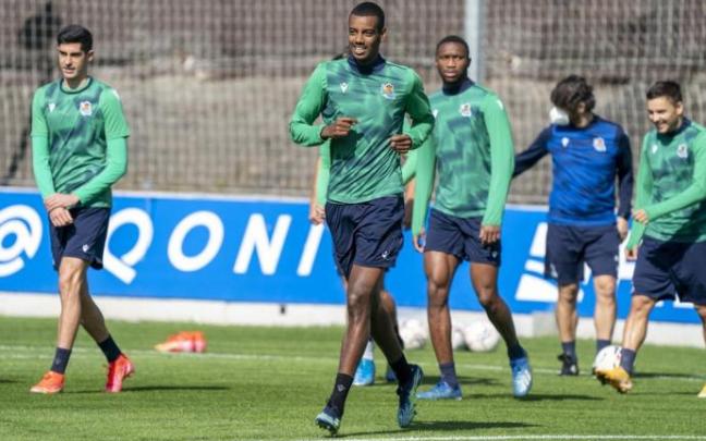 Alexander Isak, durante un entrenamiento en Zubieta. Alexander Isak, durante un entrenamiento en Zubieta.