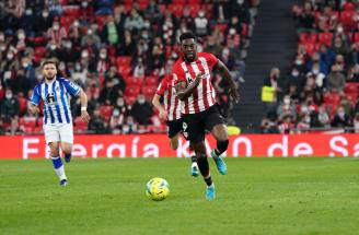 Iñaki Williams, en el derbi ante la Real Sociedad.