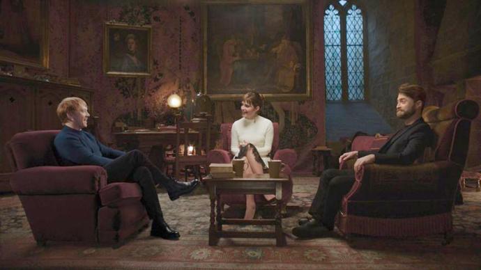 Rupert Grint, Emma Watson y Daniel Radcliffe, en la imagen de promoción del especial.