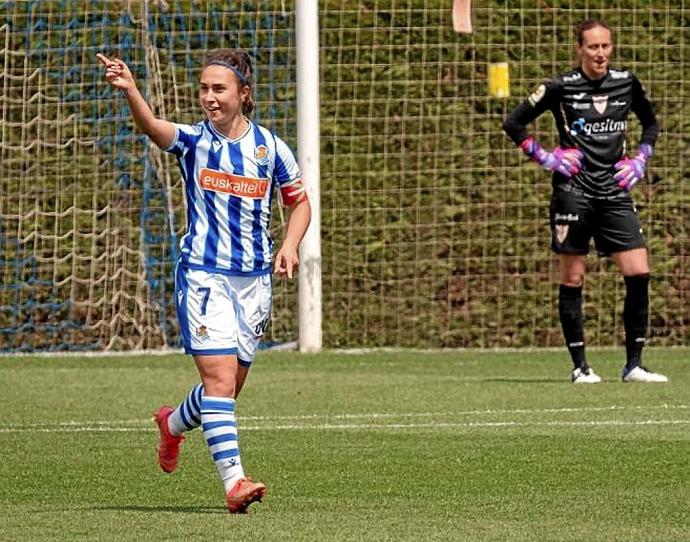 Nahikari García celebra el gol que supuso el 3-1 definitivo para la Real ante el Logroño. Foto: LaLiga