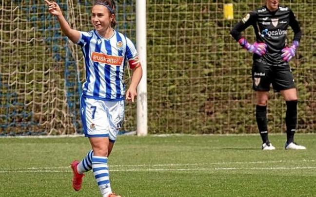 Nahikari García celebra el gol que supuso el 3-1 definitivo para la Real ante el Logroño. Foto: LaLiga