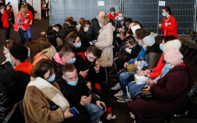 Imagen de refugiados ucranianos.