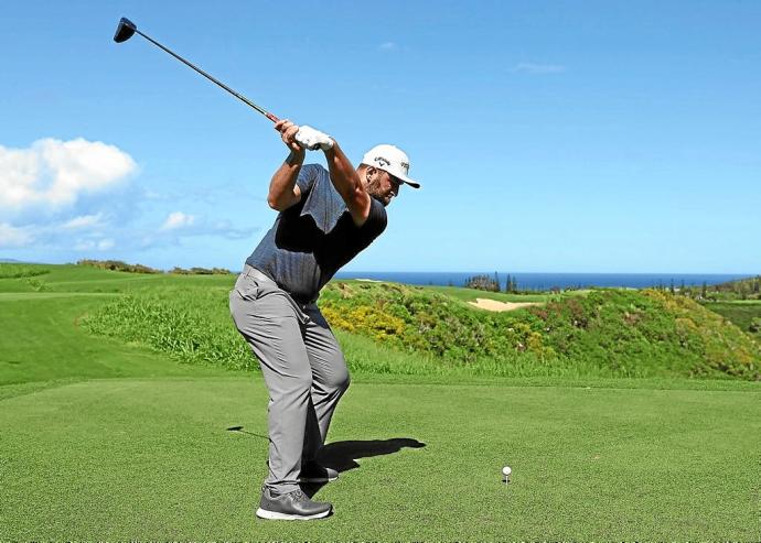 Jon Rahm hizo pruebas con su nuevo drive en la ronda de prácticas en el Plantation Course. Foto: Afp