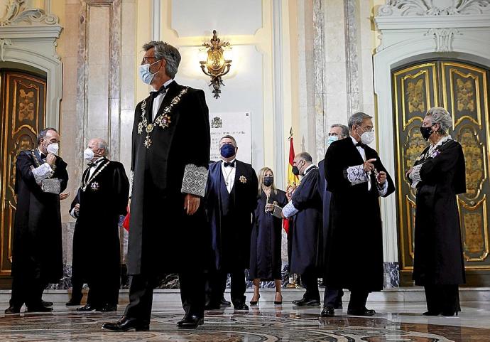 El presidente del Tribunal Supremo y del CGPJ, Carlos Lesmes, en primer plano en la apertura del año judicial, el 6 de septiembre. Foto: Efe
