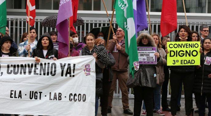 Trabajadoras de residencias, en huelga hace unos días.