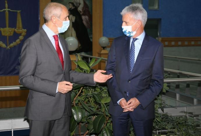 Reunión entre el vicelehendakari primero y consejero de Seguridad, Josu Erkoreka, con el presidente del TSJPV, Iñaki Subijana, en Bilbao.