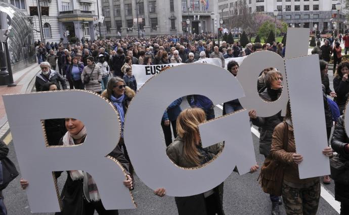 Manifestación por la Renta de Garantía de Ingresos celebrada en Bilbao.