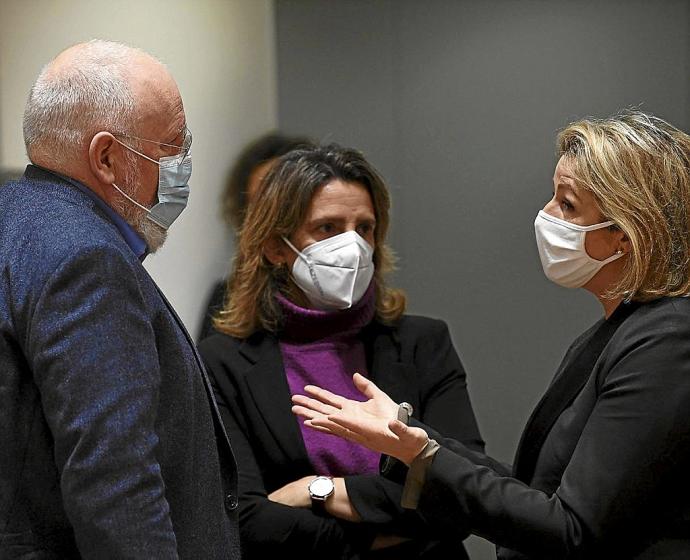 Teresa Ribera, durante el encuentro de ayer en Bruselas. Foto: Afp