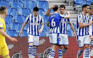 Los jugadores realistas celebran uno de los goles anotados ante el Cádiz el año pasado. Foto: Ruben Plaza Los jugadores realistas celebran uno de los goles anotados ante el Cádiz el año pasado. Foto: Ruben Plaza