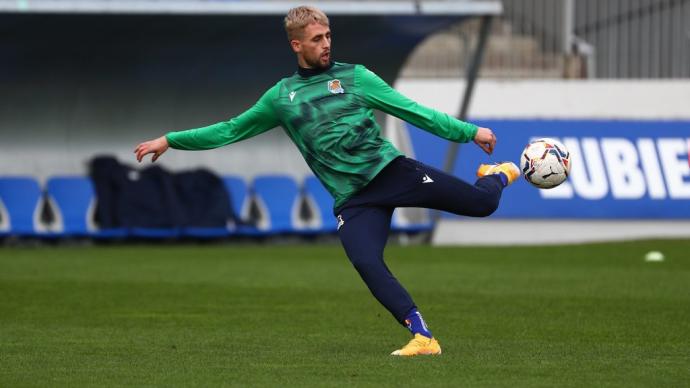 Januzaj, durante un entrenamiento en Zubieta.