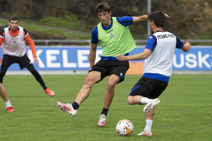 Robin Le Normand, durante un entrenamiento en Zubieta.