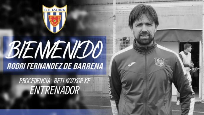 Cartel oficial del fichaje de Rodri Fernández de Barrena por el Izarra