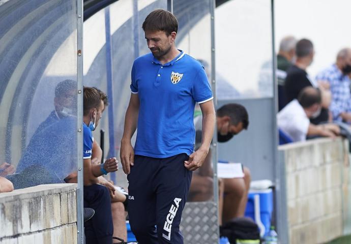 Rodrigo Fernández de Barrena, en un partido del Izarra de esta temporada