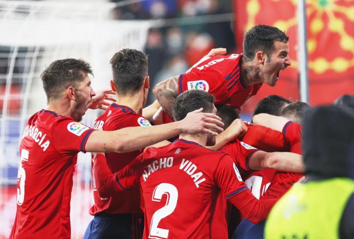 Rubén García celebra el gol de Kike Barja el domingo.