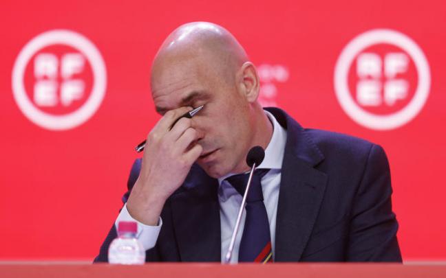 Rubiales, durante su comparecencia de este miércoles. Rubiales, durante su comparecencia de este miércoles.