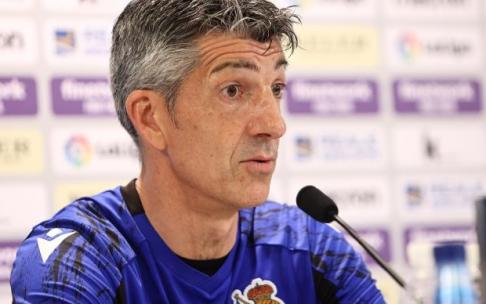 Imanol Alguacil, durante la rueda de prensa en Zubieta.