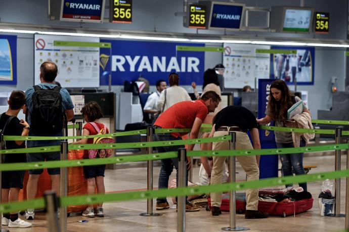 Mostrador de Ryanair en el aeropuerto de Barajas.