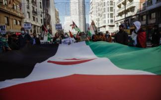 Protesta en apoyo a la autodeterminación del Sáhara Occidental en Madrid.