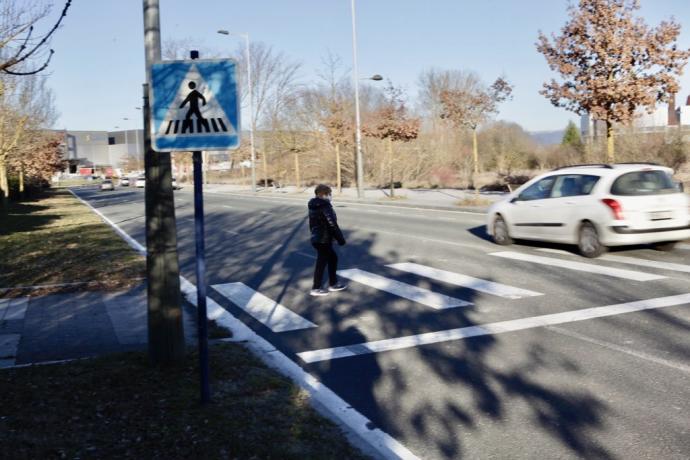 Paso de cebra del Paseo de los Humedales