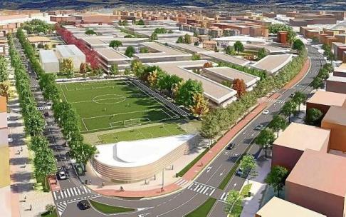 Infografía de la futura urbanización de San Miguel-Anaka, con la avda. Letxunborro a la derecha. Foto: N.G.