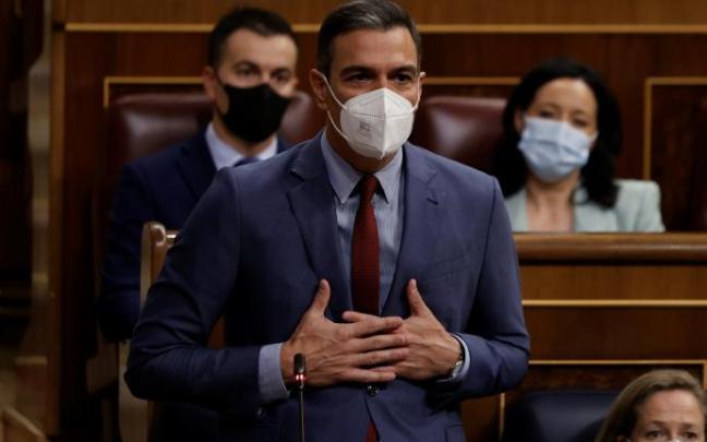 Pedro Sánchez durante el pleno de control al Gobierno Pedro Sánchez durante el pleno de control al Gobierno