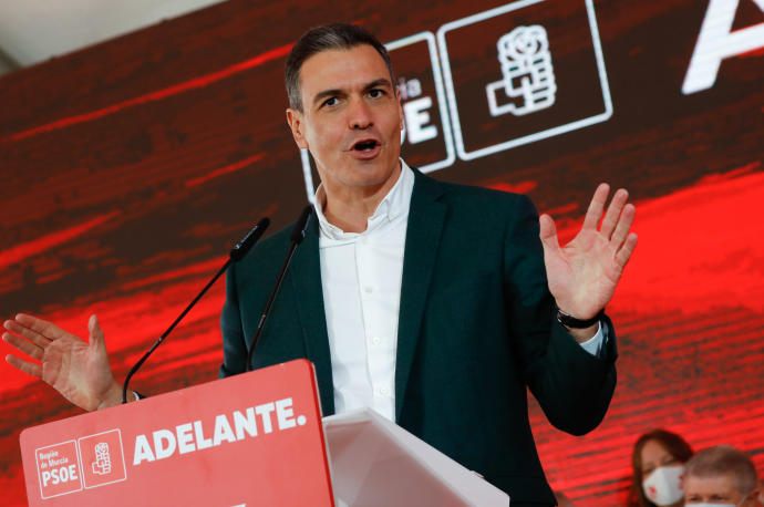 Pedro Sánchez, este domingo en un acto del PSOE en Murcia.