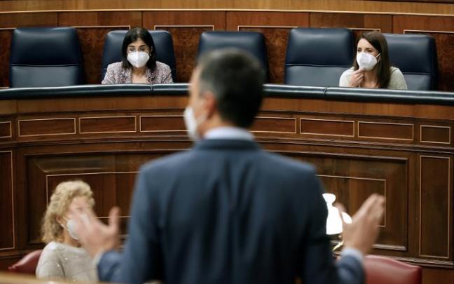 Pedro Sánchez en un momento de su intervención en el Congreso.