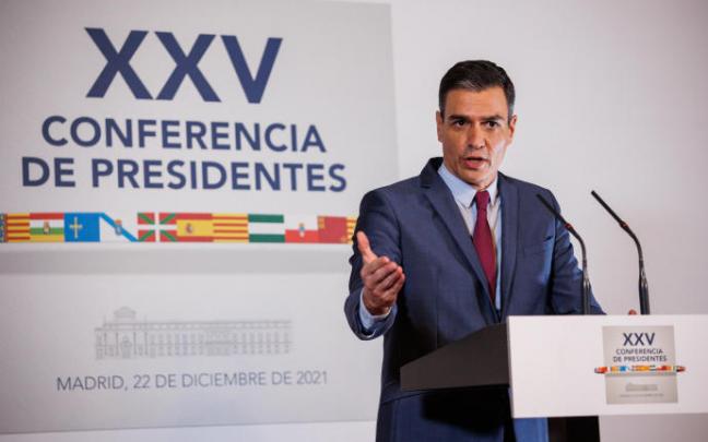 Sánchez comparece durante la Conferencia de Presidentes celebrada el 22 de diciembre. Sánchez comparece durante la Conferencia de Presidentes celebrada el 22 de diciembre.