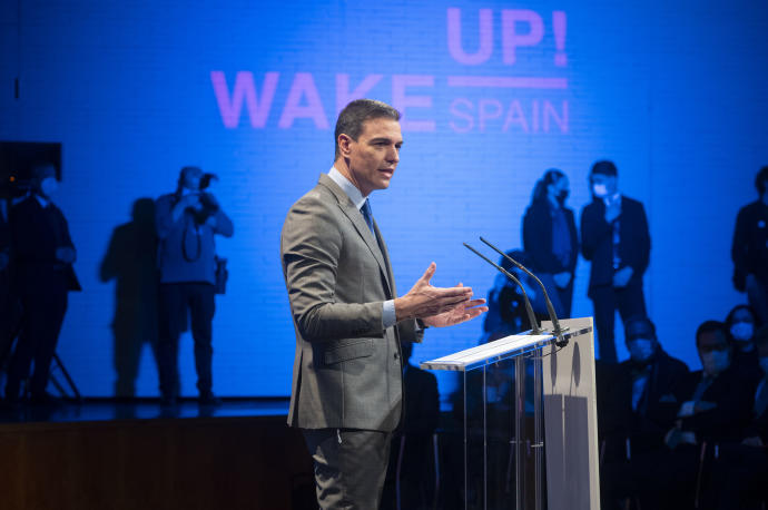 Pedro Sánchez, este lunes en el foro foro 'Wake Up Spain'.