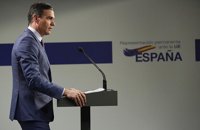 Sánchez, en la rueda de prensa posterior a la reunión del Consejo Europeo.