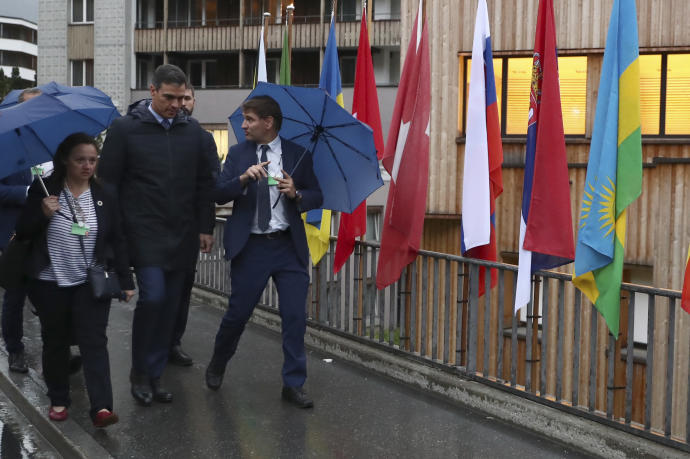 Pedro Sánchez a su llegada a la reunión anual del Foro Económico Mundial de Davos.