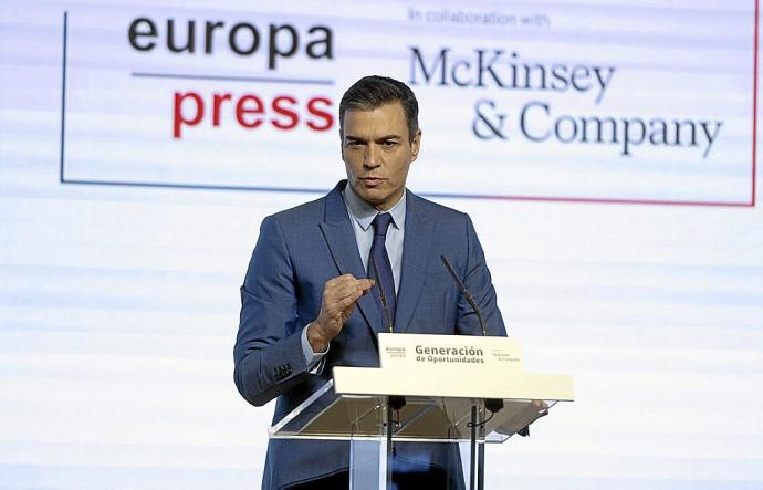 El presidente del Gobierno español, Pedro Sánchez, ayer en el foro Generación de Oportunidades. Foto: E.P.