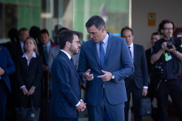 Pere Aragonès y Pedro Sánchez han coincidido por primera vez tras conocerse el caso de espionaje.