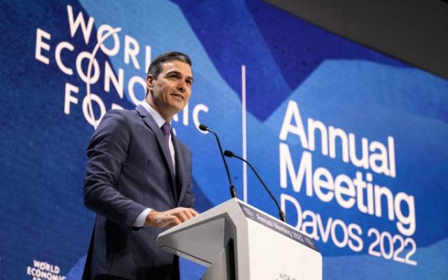 Pedro Sánchez durante su intervención en la reunión anual del Foro Económico de Davos.