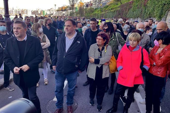 Manifestación de Sare, con Oriol Junqueras y Arnaldo Otegi