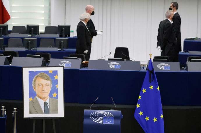 El Parlamento Europeo rindió este lunes homenaje a David Sassoli, presidente de la institución y fallecido recientemente.