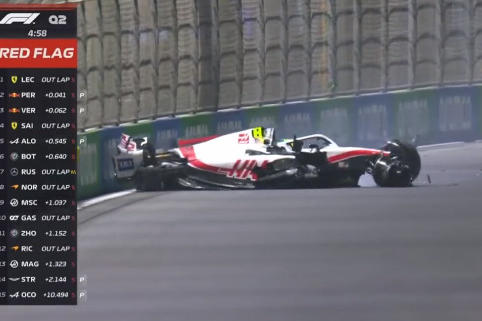 Momento del accidente de Mick Schumacher en Yeda.