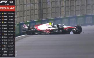 Momento del accidente de Mick Schumacher en Yeda.