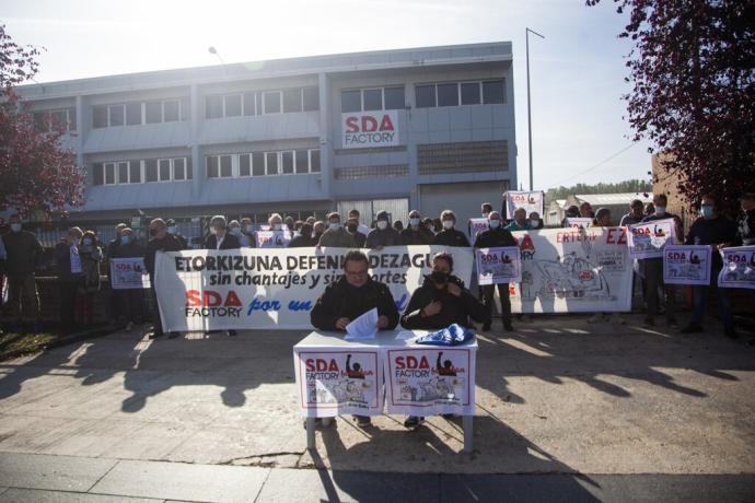 Rueda de prensa de los trabajadores de SDA Factory el año pasado