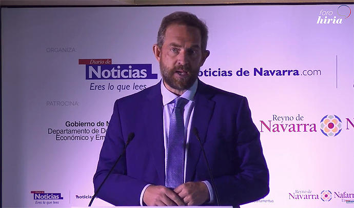 Fernando Valdés, secretario de Estado de Turismo, en su intervención en el Foro Hiria.