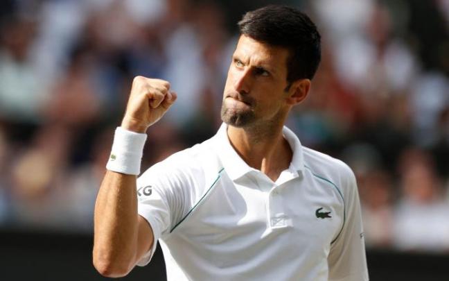 Djokovic celebrando un punto durante el partido. Djokovic celebrando un punto durante el partido.