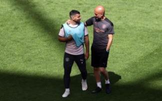 Sergio Agüero y Pep Guardiola, en la sesión preparatoria previa a la final de la Liga de Campeones. Sergio Agüero y Pep Guardiola, en la sesión preparatoria previa a la final de la Liga de Campeones.