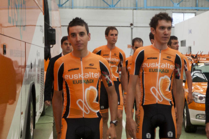 Igor Antón, junto a Romain Sicard en la campaña 2014, en su salto al Euskaltel-Euskadi.