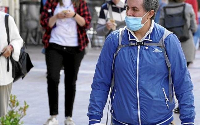 Gasteiztarras por la calle con mascarilla. Foto: Alex Larretxi