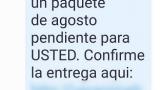 SMS fraudulento que suplanta a un servicio de paquetería. SMS fraudulento que suplanta a un servicio de paquetería.