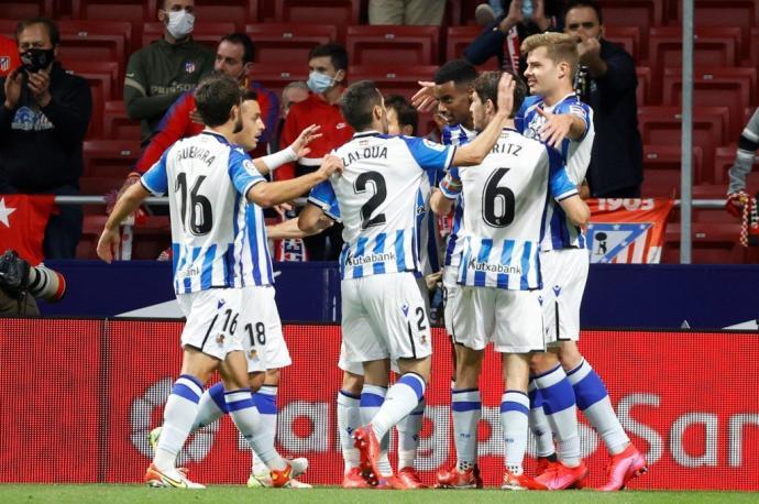 Imagen del duelo liguero entre Real y Atlético en el Wanda Metropolitano.