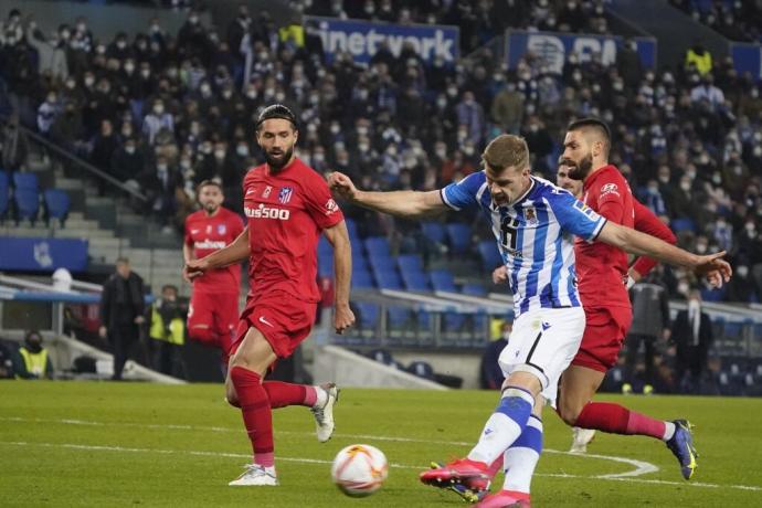 Alexander Sorloth, en el partido de Copa ante el Atlético de Madrid