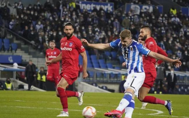 Alexander Sorloth, en el partido de Copa ante el Atlético de Madrid