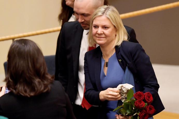 Magdalena Andersson, tras anunciar su dimisión.