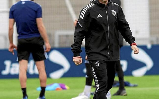 Arrasate, en el entrenamiento del jueves. Foto: Oskar Montero